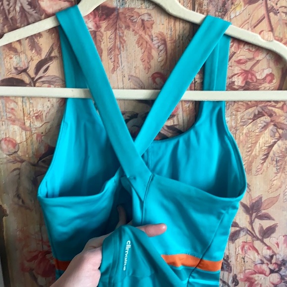ADIDAS CLIMALITE STRETCH RETRO TEAL YOGA WORKOUT TANK TOP XS - Picture 7 of 15